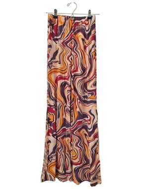 Multi-Coloured New Look Women's All Over Printed Side Slit Flare Leg Pants